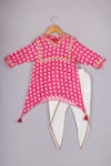 Buy_P & S CO_Pink Silk Embroidery Bandhani Print Kurta And Dhoti Pant Set _at_Aza_Fashions
