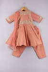 Buy_P & S Co_Peach Tissue Embroidered Gota Work Anarkali Set _at_Aza_Fashions