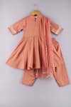 Shop_P & S Co_Peach Tissue Embroidered Gota Work Anarkali Set _at_Aza_Fashions