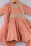 P & S Co_Peach Tissue Embroidered Gota Work Anarkali Set _Online_at_Aza_Fashions