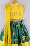 P & S CO_Yellow Brocade, Chiffon Gota Patti, Embroidery Banarasi Lehenga Set _Online_at_Aza_Fashions