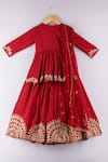 Shop_P & S Co_Red Silk Embroidered Gota Work Peplum Choli Lehenga Set For Girls_at_Aza_Fashions