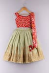 Buy_P & S Co_Green Floral Embroidered Lehenga Set For Girls_at_Aza_Fashions