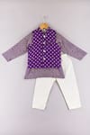 Buy_P & S Co_Purple Silk Printed Bandhani Bundi Kurta Set For Boys_at_Aza_Fashions
