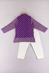 Shop_P & S Co_Purple Silk Printed Bandhani Bundi Kurta Set For Boys_at_Aza_Fashions
