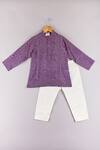P & S Co_Purple Silk Printed Bandhani Bundi Kurta Set For Boys_Online_at_Aza_Fashions