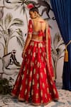 Shop_Payal & Zinal_Red Gaji Silk And Net Beads & Sequin, Metal Stripes Embroidered Bridal Lehenga Set _at_Aza_Fashions