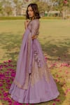 Anupraas by Nishant and Rahul_Purple Organza Embroidered Sequin V Neck Bridal Lehenga Set _Online_at_Aza_Fashions