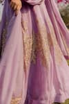 Buy_Anupraas by Nishant and Rahul_Purple Organza Embroidered Sequin V Neck Bridal Lehenga Set _Online_at_Aza_Fashions