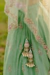 Shop_Anupraas by Nishant and Rahul_Green Bamberg Silk Embroidered Cutdana Round Bridal Lehenga Set _Online_at_Aza_Fashions