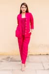 Buy_Missprint_Pink Cotton Linen Shirt And Pant Set_at_Aza_Fashions