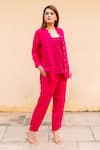 Missprint_Pink Cotton Linen Shirt And Pant Set_Online_at_Aza_Fashions