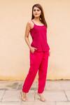 Missprint_Pink Cotton Linen Shirt And Pant Set_at_Aza_Fashions