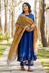 Missprint_Blue Organza, Chanderi, Modal Sequin Work Round Layered Kurta Set _Online_at_Aza_Fashions