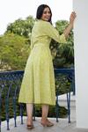 Shop_Rivaaj Clothing_Green Cotton Floral Print Shirt Dress_at_Aza_Fashions