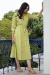 Rivaaj Clothing_Green Floral Print Shirt Dress _Online_at_Aza_Fashions