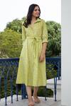 Shop_Rivaaj Clothing_Green Cotton Floral Print Shirt Dress_Online_at_Aza_Fashions