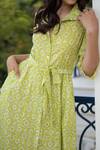 Rivaaj Clothing_Green Cotton Floral Print Shirt Dress_at_Aza_Fashions