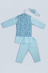 Shop_Champscloset_Blue Printed Star Bundi And Kurta Set  _at_Aza_Fashions