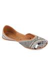 Jutti Express_Gray Embroidered Grey Juttis _Online_at_Aza_Fashions