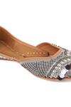 Jutti Express_Gray Embroidered Grey Juttis _at_Aza_Fashions