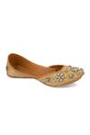 Buy_Jutti Express_Gold Floral Embroidered Juttis _at_Aza_Fashions