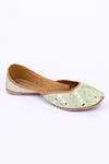Buy_Jutti Express_Green Pista Mirror Embroidered Juttis _at_Aza_Fashions