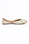 Jutti Express_Green Pista Mirror Embroidered Juttis _Online_at_Aza_Fashions