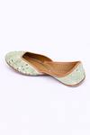 Buy_Jutti Express_Green Pista Mirror Embroidered Juttis _Online_at_Aza_Fashions