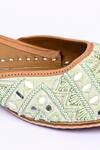 Shop_Jutti Express_Green Pista Mirror Embroidered Juttis _Online_at_Aza_Fashions