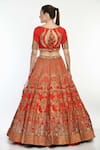 Shop_Moledro_Red Modal Satin, Butterfly Net Bird Layla Surkh Printed Bridal Lehenga Set _at_Aza_Fashions