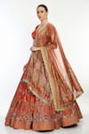 Shop_Moledro_Red Modal Satin, Butterfly Net Bird Layla Surkh Printed Bridal Lehenga Set _Online_at_Aza_Fashions
