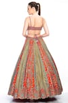 Shop_Moledro_Orange Modal Satin Embroidered Floral Motifs Dhaani Bridal Lehenga Set _at_Aza_Fashions