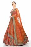 Buy_Moledro_Orange Modal Satin Embroidered Floral Motifs Dhaani Bridal Lehenga Set _Online_at_Aza_Fashions