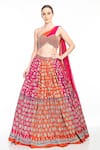 Buy_Moledro_Orange Lehenga Chinon Embroidered Floral Motifs Ayra And Draped Blouse Set _at_Aza_Fashions