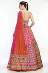 Moledro_Orange Lehenga Chinon Embroidered Floral Motifs Ayra And Draped Blouse Set _Online_at_Aza_Fashions