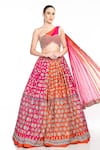 Moledro_Orange Lehenga Chinon Embroidered Floral Motifs Ayra And Draped Blouse Set _at_Aza_Fashions