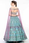 Shop_Moledro_Blue Blouse Opada Silk And Cape Sleeve Butterfly Net, Lehenga Falak Off Set _at_Aza_Fashions