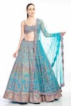 Buy_Moledro_Blue Lehenga And Blouse Modal Satin & Dupatta Butterfly Net Erum Bridal Set _at_Aza_Fashions