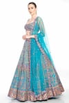 Moledro_Blue Lehenga And Blouse Modal Satin & Dupatta Butterfly Net Erum Bridal Set _Online_at_Aza_Fashions