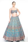 Buy_Moledro_Blue Lehenga And Blouse Modal Satin & Dupatta Butterfly Net Erum Bridal Set _Online_at_Aza_Fashions