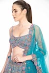 Moledro_Blue Lehenga And Blouse Modal Satin & Dupatta Butterfly Net Erum Bridal Set _at_Aza_Fashions