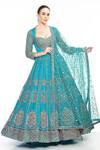 Buy_Moledro_Blue Modal Satin, Butterfly Net, Flat Liba Embroidered Anarkali With Dupatta_at_Aza_Fashions