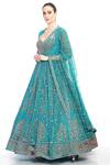 Buy_Moledro_Blue Modal Satin, Butterfly Net, Flat Liba Embroidered Anarkali With Dupatta_Online_at_Aza_Fashions