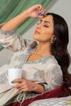 Buy_Priya Chaudhary_White Cotton Block Print Angrakha Kurta_Online_at_Aza_Fashions