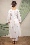 Shop_Priya Chaudhary_White Cambric Cotton Embroidered Thread Work V Neck Tree Anarkali Set _at_Aza_Fashions
