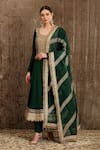 Buy_SHIKHAR SHARMA_Green Georgette Embroidery Gota Round Anarkali Set _at_Aza_Fashions