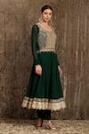 SHIKHAR SHARMA_Green Georgette Embroidery Gota Round Anarkali Set _Online_at_Aza_Fashions