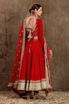 Shop_SHIKHAR SHARMA_Red Silk Chanderi Embroidery Dori V Neck Anarkali Set _at_Aza_Fashions