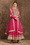 Buy_Shikhar Sharma_Pink Silk Chanderi Anarkali Set_at_Aza_Fashions